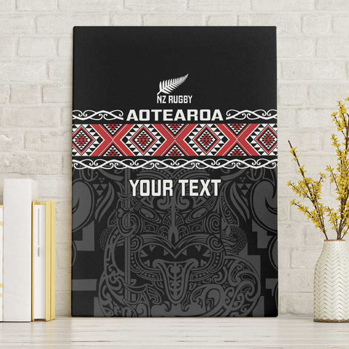 Custom New Zealand Silver Fern Rugby Canvas Wall Art All Black Maori Taniko Pattern