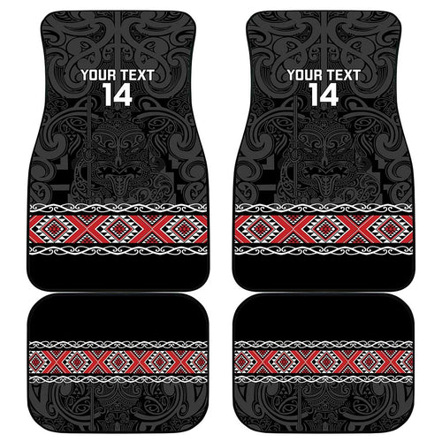 Custom New Zealand Silver Fern Rugby Car Mats All Black Maori Taniko Pattern