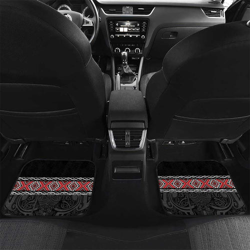Custom New Zealand Silver Fern Rugby Car Mats All Black Maori Taniko Pattern