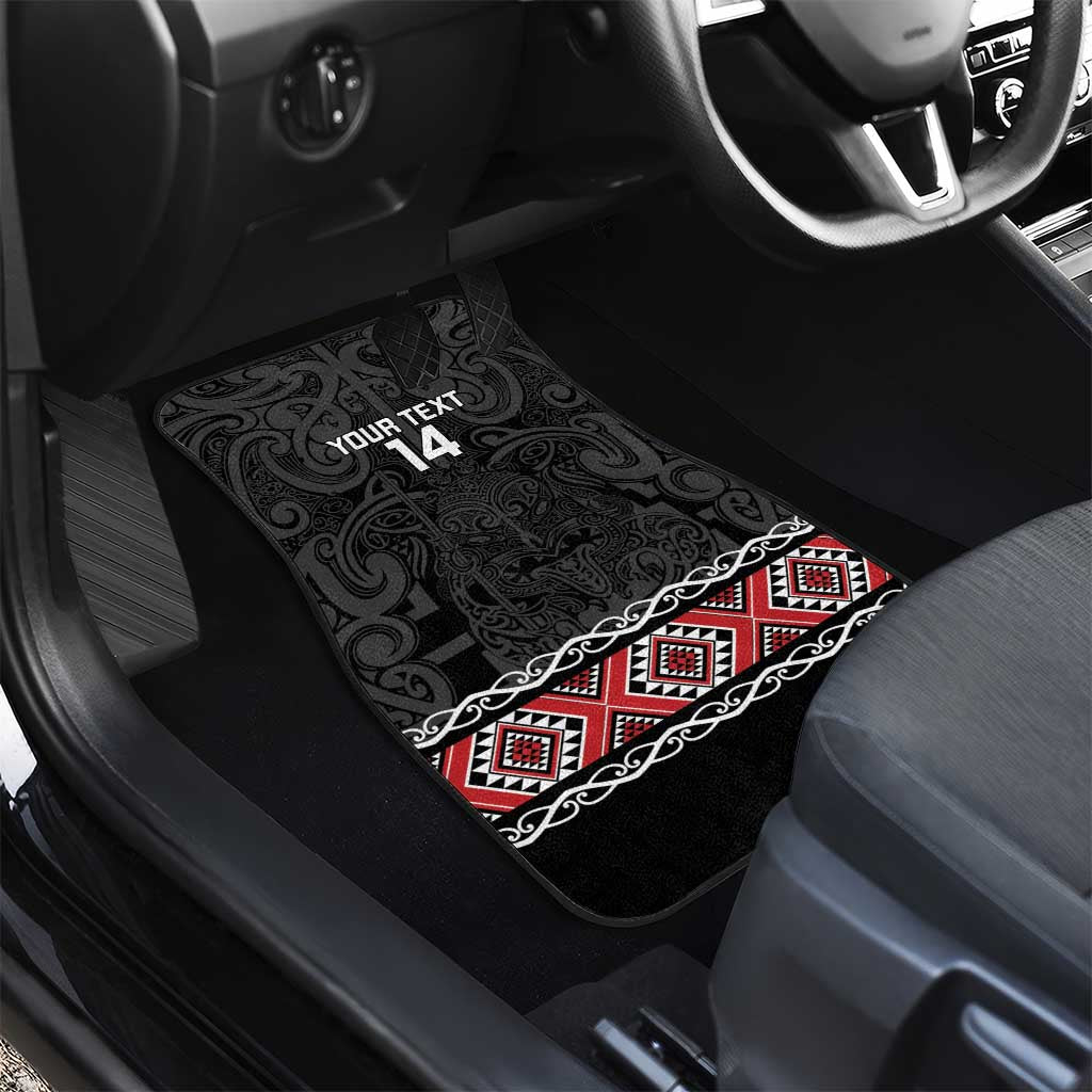 Custom New Zealand Silver Fern Rugby Car Mats All Black Maori Taniko Pattern