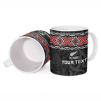 Custom New Zealand Silver Fern Rugby Ceramic Mug All Black Maori Taniko Pattern - Aussie Hoodie