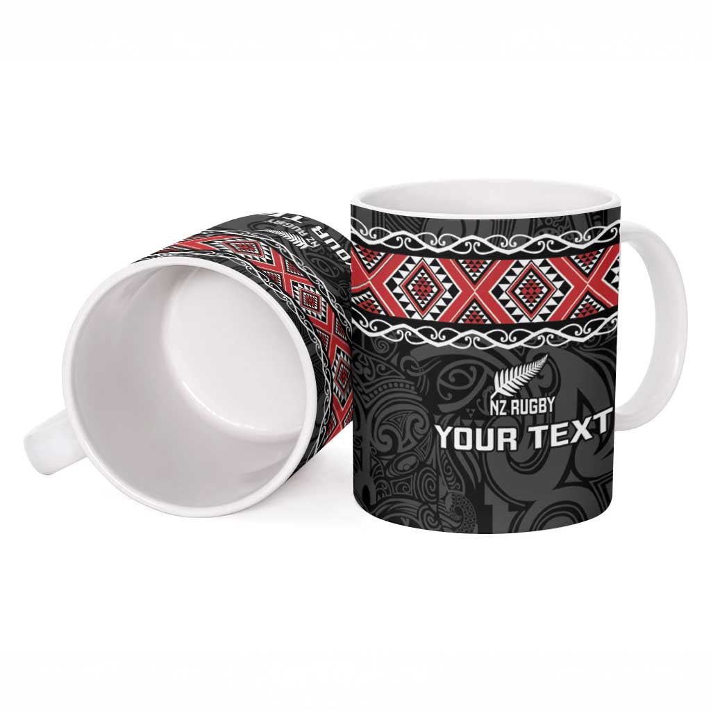 Custom New Zealand Silver Fern Rugby Ceramic Mug All Black Maori Taniko Pattern - Aussie Hoodie