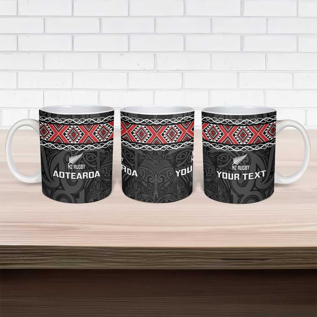 Custom New Zealand Silver Fern Rugby Ceramic Mug All Black Maori Taniko Pattern - Aussie Hoodie
