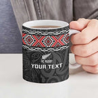 Custom New Zealand Silver Fern Rugby Ceramic Mug All Black Maori Taniko Pattern - Aussie Hoodie