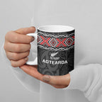 Custom New Zealand Silver Fern Rugby Ceramic Mug All Black Maori Taniko Pattern - Aussie Hoodie