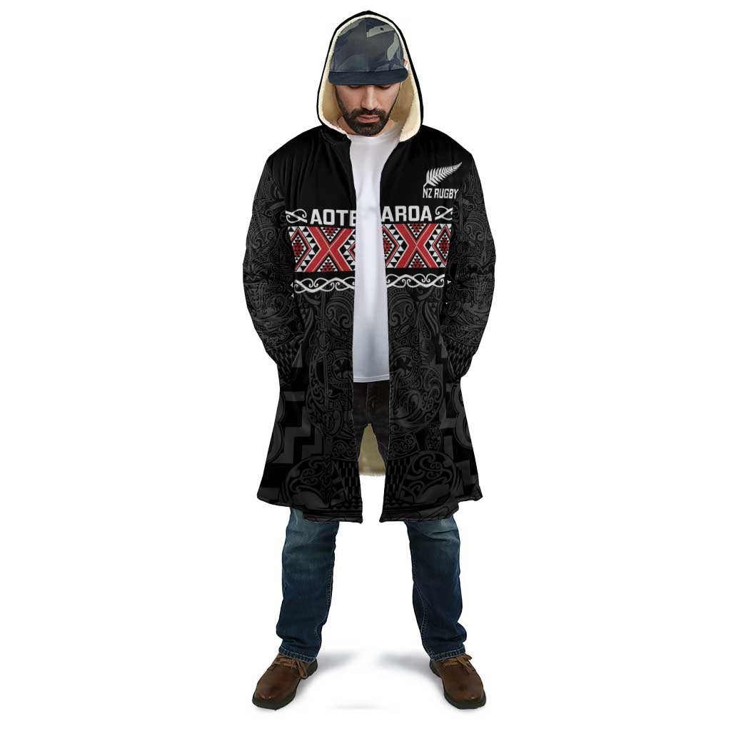 Custom New Zealand Silver Fern Rugby Cloak All Black Maori Taniko Pattern - Aussie Hoodie
