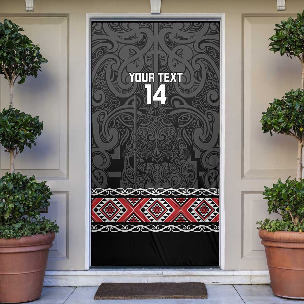 Custom New Zealand Silver Fern Rugby Door Cover All Black Maori Taniko Pattern - Aussie Hoodie