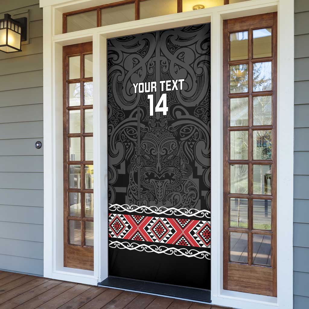Custom New Zealand Silver Fern Rugby Door Cover All Black Maori Taniko Pattern - Aussie Hoodie