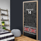 Custom New Zealand Silver Fern Rugby Door Cover All Black Maori Taniko Pattern - Aussie Hoodie