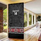 Custom New Zealand Silver Fern Rugby Door Cover All Black Maori Taniko Pattern - Aussie Hoodie