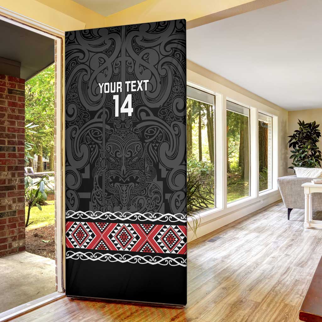 Custom New Zealand Silver Fern Rugby Door Cover All Black Maori Taniko Pattern - Aussie Hoodie