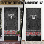 Custom New Zealand Silver Fern Rugby Door Cover All Black Maori Taniko Pattern - Aussie Hoodie