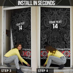 Custom New Zealand Silver Fern Rugby Door Cover All Black Maori Taniko Pattern - Aussie Hoodie