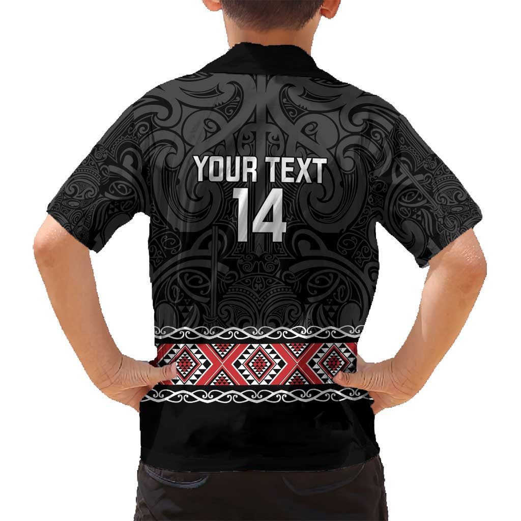 Custom New Zealand Silver Fern Rugby Family Matching Long Sleeve Bodycon Dress and Hawaiian Shirt All Black Maori Taniko Pattern