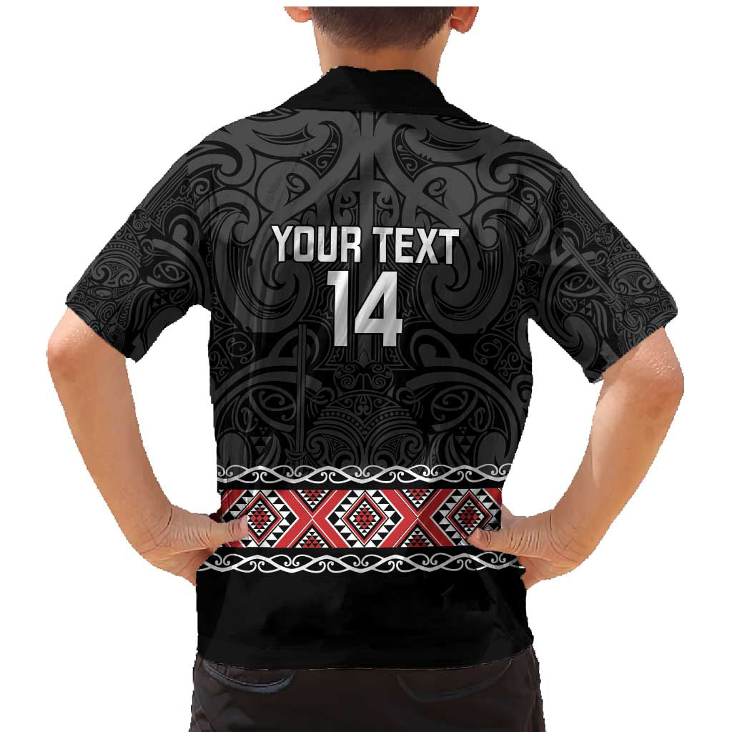 Custom New Zealand Silver Fern Rugby Family Matching Mermaid Dress and Hawaiian Shirt All Black Maori Taniko Pattern