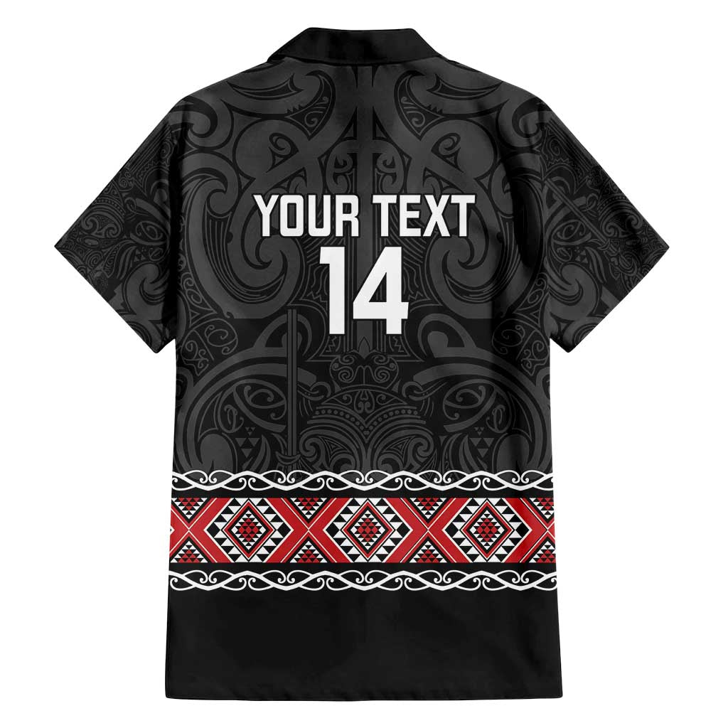Custom New Zealand Silver Fern Rugby Family Matching Off Shoulder Short Dress and Hawaiian Shirt All Black Maori Taniko Pattern