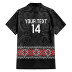 Custom New Zealand Silver Fern Rugby Family Matching Off Shoulder Short Dress and Hawaiian Shirt All Black Maori Taniko Pattern