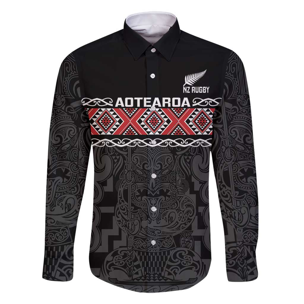 Custom New Zealand Silver Fern Rugby Family Matching Off Shoulder Short Dress and Hawaiian Shirt All Black Maori Taniko Pattern