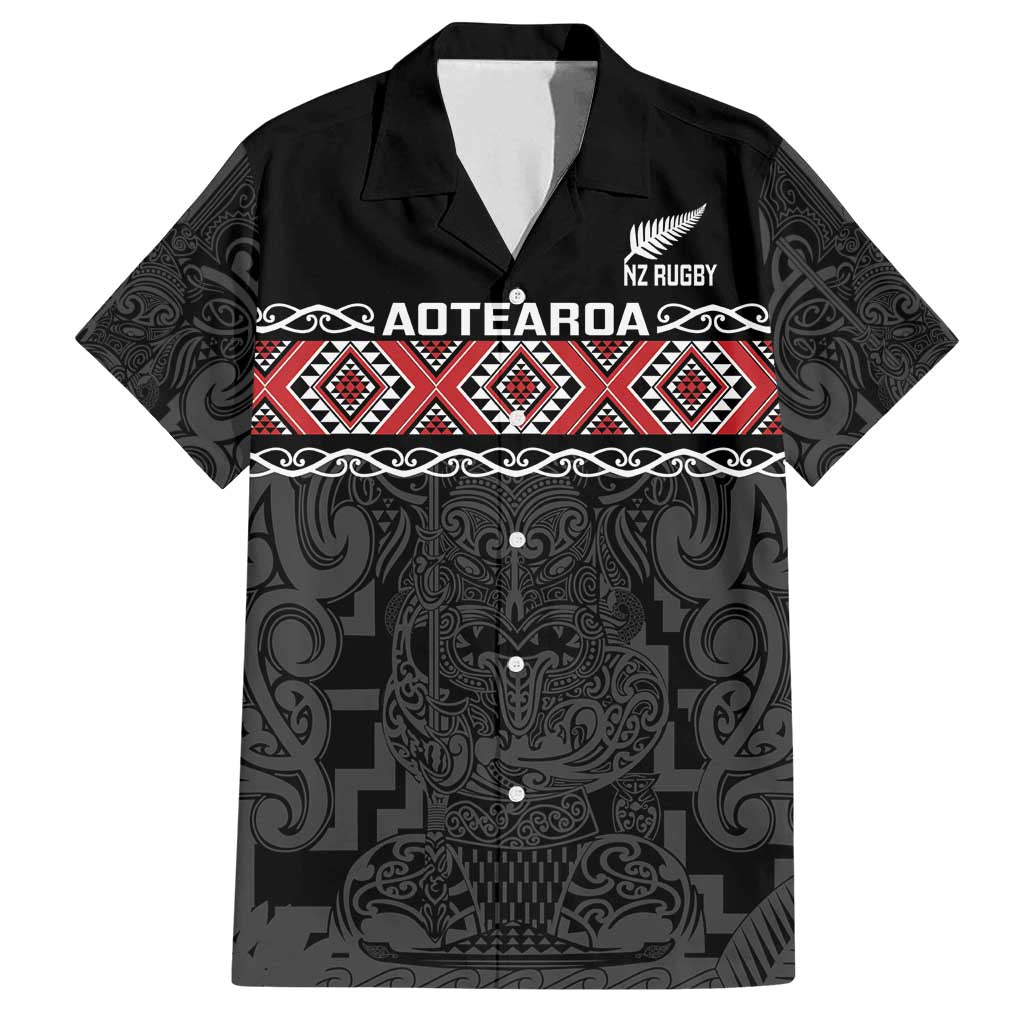 Custom New Zealand Silver Fern Rugby Family Matching Puletasi and Hawaiian Shirt All Black Maori Taniko Pattern