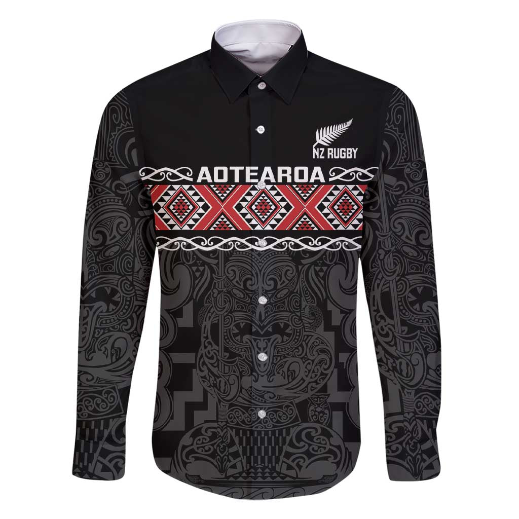 Custom New Zealand Silver Fern Rugby Family Matching Short Sleeve Bodycon Dress and Hawaiian Shirt All Black Maori Taniko Pattern