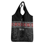 Custom New Zealand Silver Fern Rugby Grocery Bag All Black Maori Taniko Pattern