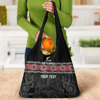 Custom New Zealand Silver Fern Rugby Grocery Bag All Black Maori Taniko Pattern