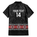 Custom New Zealand Silver Fern Rugby Hawaiian Shirt All Black Maori Taniko Pattern