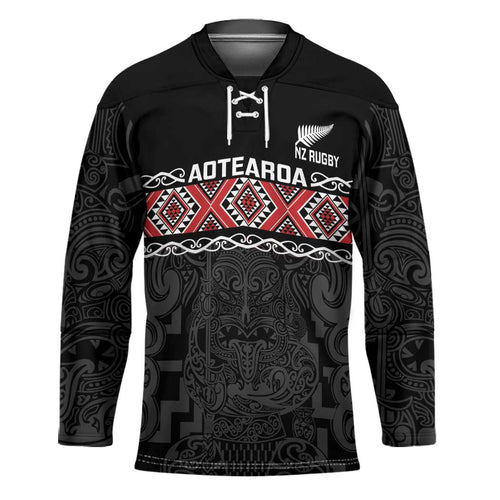 Custom New Zealand Silver Fern Rugby Hockey Jersey All Black Maori Taniko Pattern - Aussie Hoodie