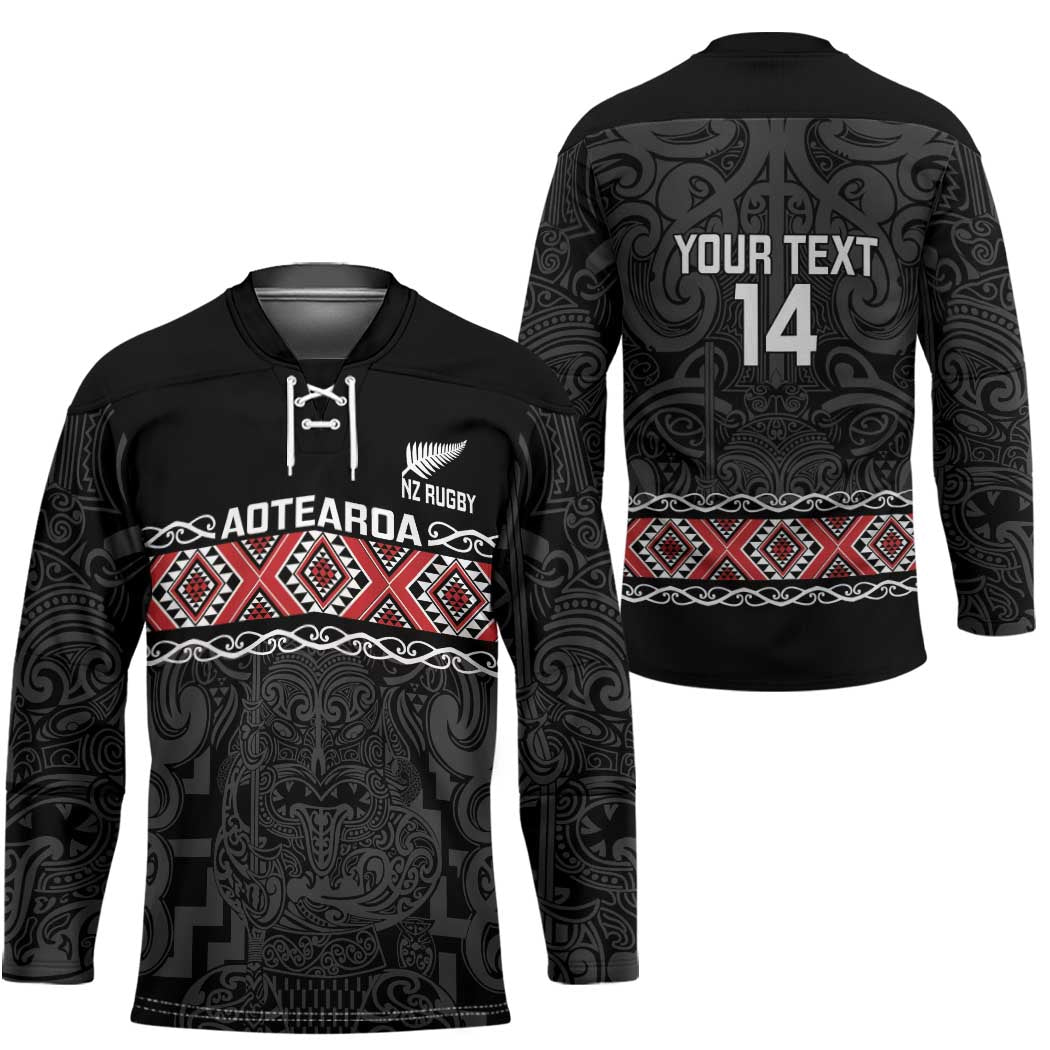Custom New Zealand Silver Fern Rugby Hockey Jersey All Black Maori Taniko Pattern - Aussie Hoodie