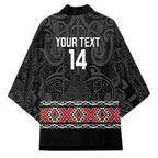 Custom New Zealand Silver Fern Rugby Kimono All Black Maori Taniko Pattern - Aussie Hoodie