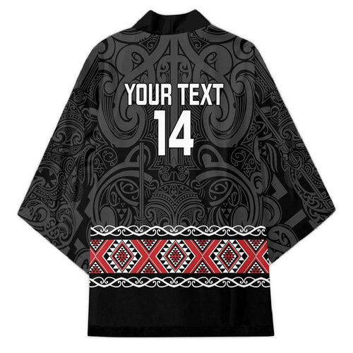Custom New Zealand Silver Fern Rugby Kimono All Black Maori Taniko Pattern - Aussie Hoodie