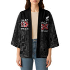 Custom New Zealand Silver Fern Rugby Kimono All Black Maori Taniko Pattern - Aussie Hoodie
