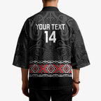 Custom New Zealand Silver Fern Rugby Kimono All Black Maori Taniko Pattern - Aussie Hoodie