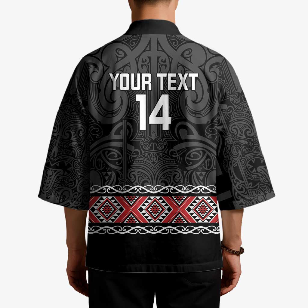 Custom New Zealand Silver Fern Rugby Kimono All Black Maori Taniko Pattern - Aussie Hoodie