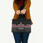 Custom New Zealand Silver Fern Rugby Leather Bag All Black Maori Taniko Pattern - Aussie Hoodie