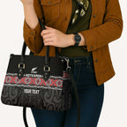 Custom New Zealand Silver Fern Rugby Leather Bag All Black Maori Taniko Pattern - Aussie Hoodie
