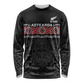 Custom New Zealand Silver Fern Rugby Long Sleeve Shirt All Black Maori Taniko Pattern