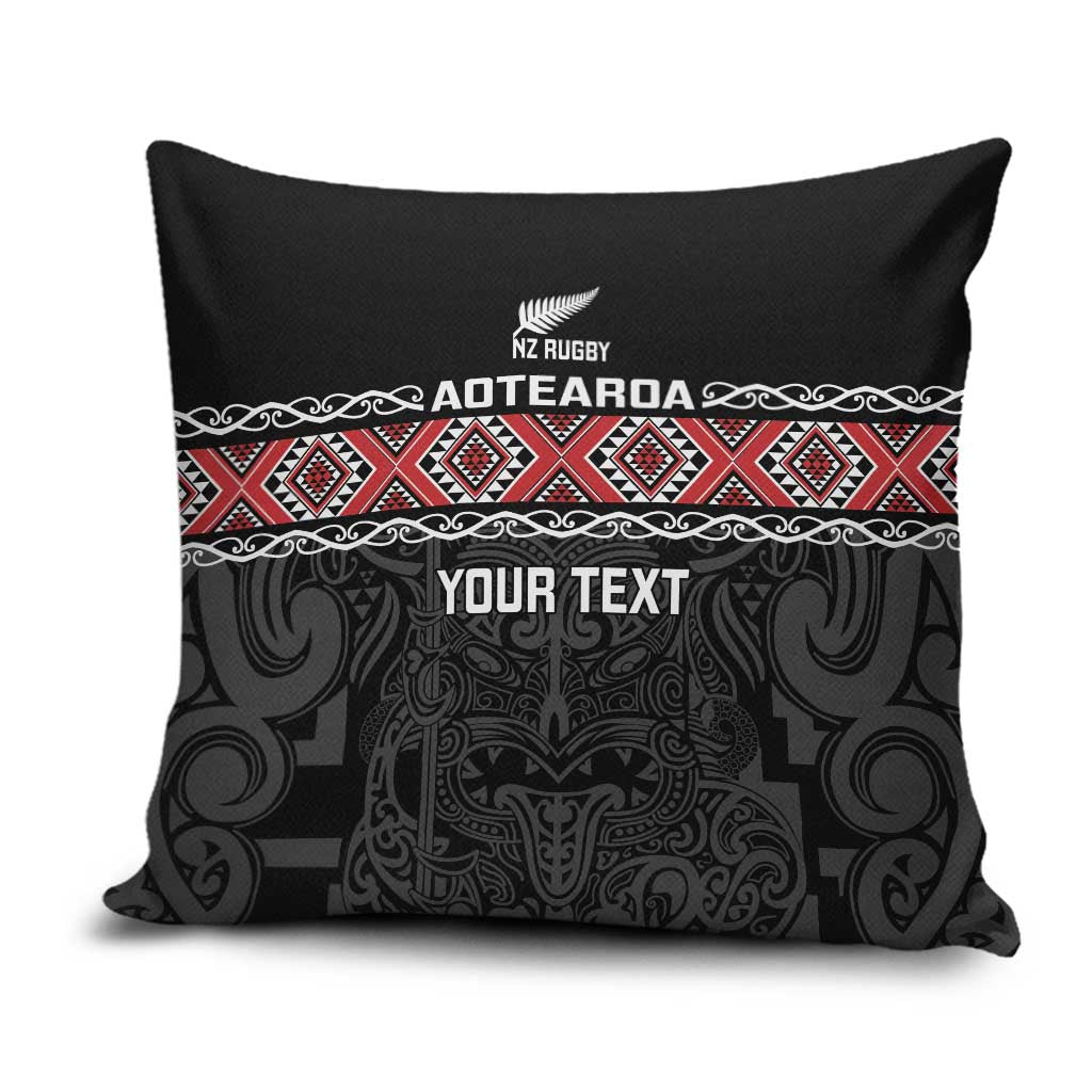 Custom New Zealand Silver Fern Rugby Pillow Cover All Black Maori Taniko Pattern - Aussie Hoodie