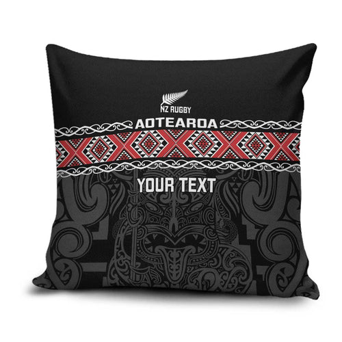 Custom New Zealand Silver Fern Rugby Pillow Cover All Black Maori Taniko Pattern - Aussie Hoodie