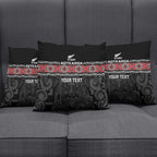 Custom New Zealand Silver Fern Rugby Pillow Cover All Black Maori Taniko Pattern - Aussie Hoodie