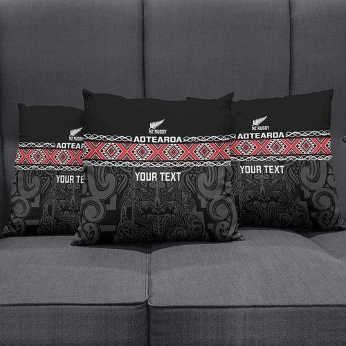 Custom New Zealand Silver Fern Rugby Pillow Cover All Black Maori Taniko Pattern - Aussie Hoodie