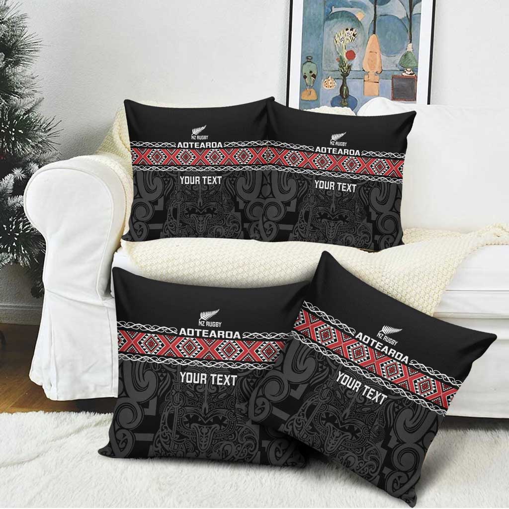 Custom New Zealand Silver Fern Rugby Pillow Cover All Black Maori Taniko Pattern - Aussie Hoodie