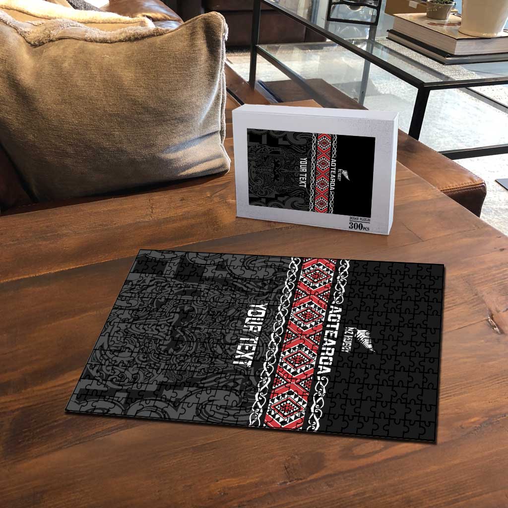 Custom New Zealand Silver Fern Rugby Puzzle All Black Maori Taniko Pattern - Aussie Hoodie