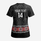 Custom New Zealand Silver Fern Rugby Scrub Top All Black Maori Taniko Pattern - Aussie Hoodie