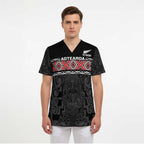 Custom New Zealand Silver Fern Rugby Scrub Top All Black Maori Taniko Pattern - Aussie Hoodie
