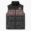 Custom New Zealand Silver Fern Rugby Sleeveless Puffer Jacket All Black Maori Taniko Pattern - Aussie Hoodie