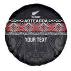 Custom New Zealand Silver Fern Rugby Spare Tire Cover All Black Maori Taniko Pattern