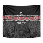 Custom New Zealand Silver Fern Rugby Tapestry All Black Maori Taniko Pattern