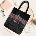 Custom New Zealand Silver Fern Rugby Tote Bag All Black Maori Taniko Pattern - Aussie Hoodie