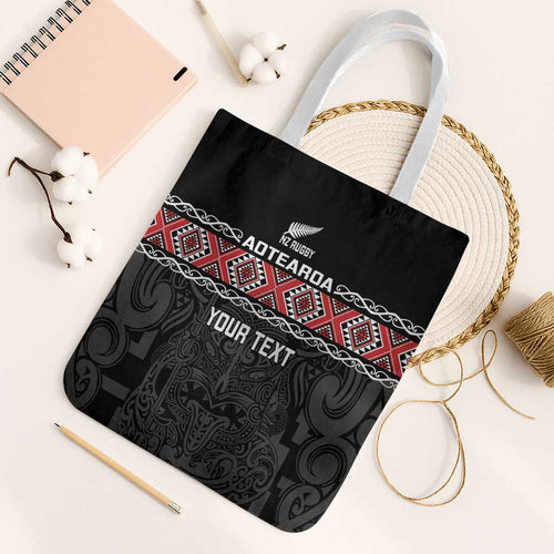 Custom New Zealand Silver Fern Rugby Tote Bag All Black Maori Taniko Pattern - Aussie Hoodie